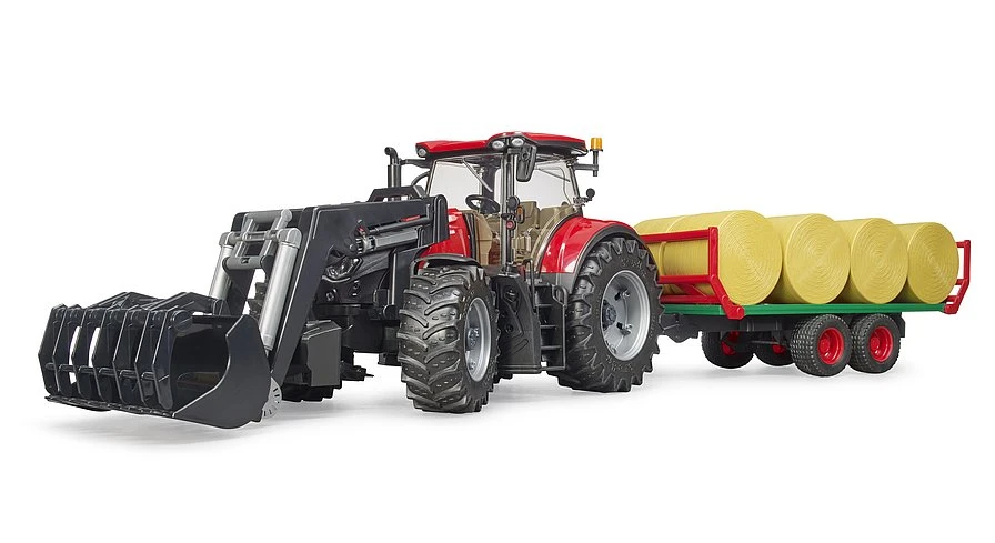 Bruder 03198 Case IH-Optum 300-CVX Met Voorlader En Platte Hooiwagen 4 Bruder 03198 Case IH-Optum 300-CVX Met Voorlader En Platte Hooiwagen - Afbeelding 2