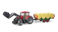 Bruder 03198 Case IH-Optum 300-CVX Met Voorlader En Platte Hooiwagen