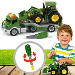 Dieplader + Tractor John Deere Met Voorlader – Constructiespeelgoed – Theo Klein 3908 -Speelgoed Speciaal Winkel dieplader met tractor john deere theo klein 3908 1 1