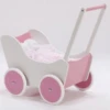 Houten Poppenwagen Pink 1 Houten Poppenwagen Pink -Speelgoed Speciaal Winkel houten poppenwagen rose wit recised