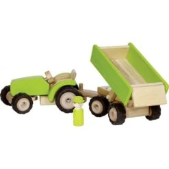 Houten Tractor Met Aanhanger Groen -Speelgoed Speciaal Winkel houten tractor met aanhanger pintoy 55941 1 1