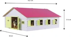 KidsGlobe Paardenstal Met 7 Boxen Pink-White 11 KidsGlobe Paardenstal Met 7 Boxen Pink-White -Speelgoed Speciaal Winkel kidsglobe paardenstal 7 paardenboxen wit roze 610189 2