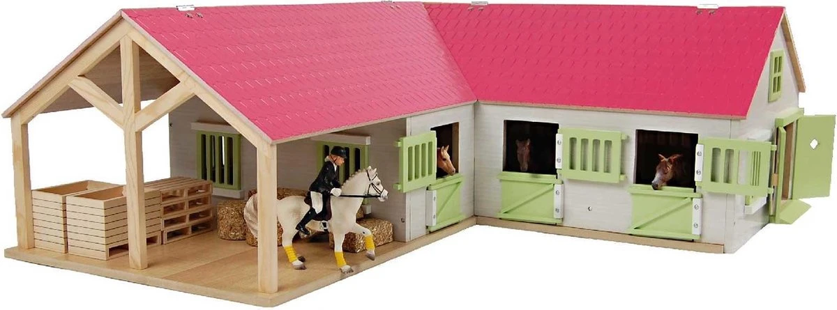 Kidsglobe Paardenstal Met 4 Boxen En Berging Rose/Wit 7 Kidsglobe Paardenstal Met 4 Boxen En Berging Rose/Wit - Afbeelding 6