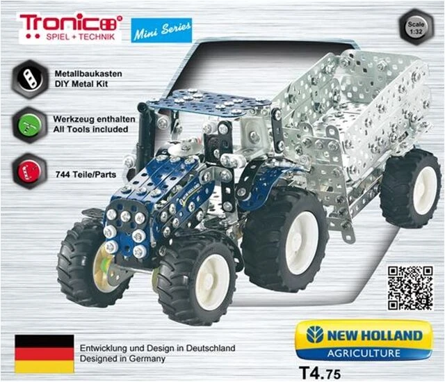 Tronico Mini New Holland T4 Met Aanhangwagen – 1 : 32 3 Tronico Mini New Holland T4 Met Aanhangwagen – 1 : 32